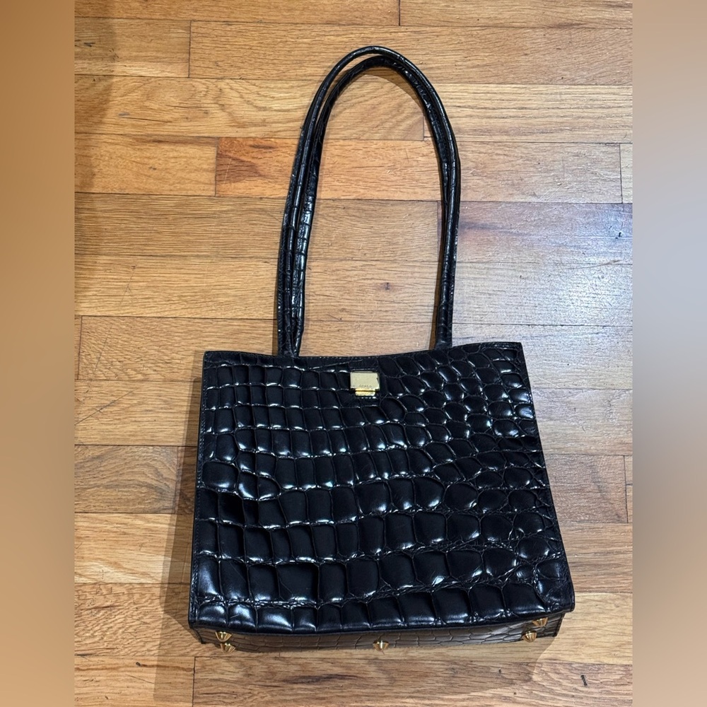 Chic Black FURLA Crocodile-Embossed bag